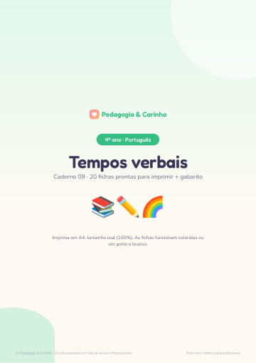 Caderno Tempos verbais – Português 4º ano