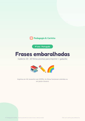 Caderno Frases embaralhadas – Português 4º ano