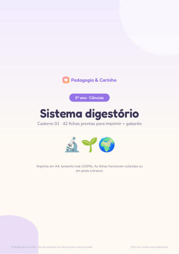 Caderno Sistema digestório – Ciências 5º ano