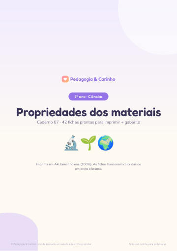 Caderno Propriedades dos materiais – Ciências 5º ano