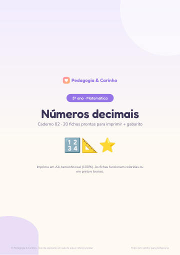 Caderno Números decimais – Matemática 5º ano