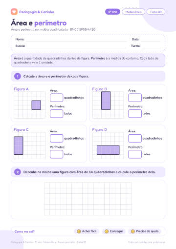 Prévia: Área e perímetro – Matemática 5º ano, ficha 3