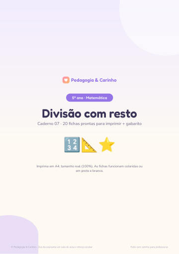 Caderno Divisão com resto – Matemática 5º ano