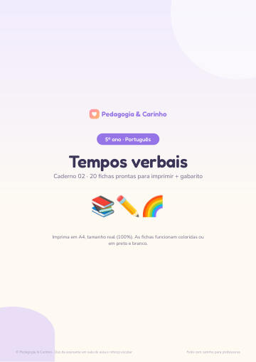 Caderno Tempos verbais – Português 5º ano