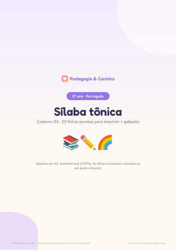 Caderno Sílaba tônica – Português 5º ano