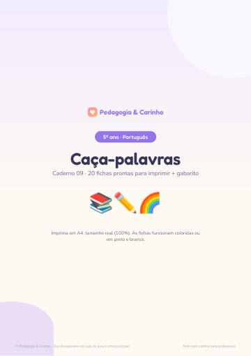 Caderno Caça-palavras – Português 5º ano