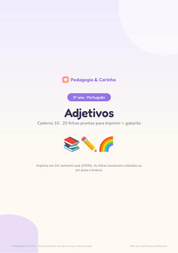 Caderno Adjetivos – Português 5º ano