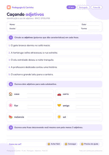 Prévia: Adjetivos – Português 5º ano, ficha 2