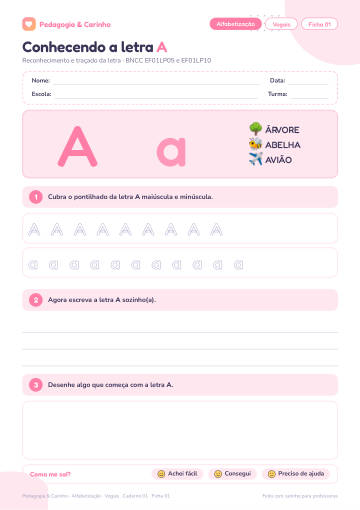 Prévia: Vogais – Alfabetização, ficha 1