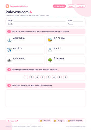 Prévia: Vogais – Alfabetização, ficha 2