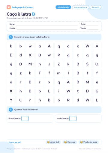 Prévia: Letras de B a H – Alfabetização, ficha 3