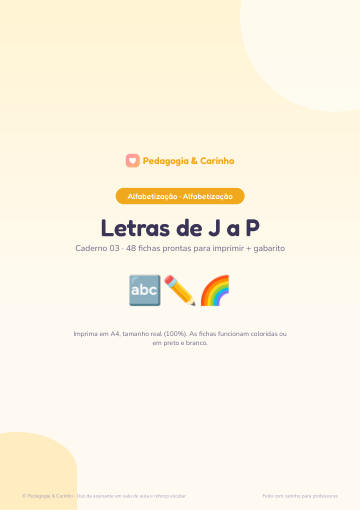 Caderno Letras de J a P – Alfabetização