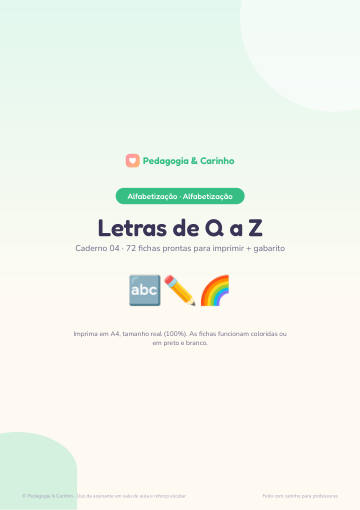 Caderno Letras de Q a Z – Alfabetização