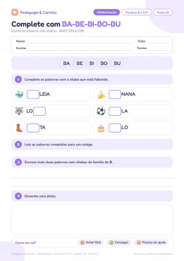 Prévia: Famílias B C D F – Alfabetização, ficha 3