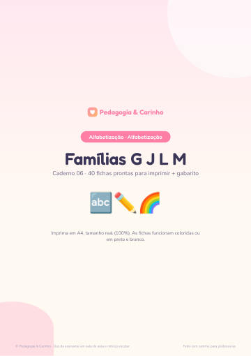 Caderno Famílias G J L M – Alfabetização