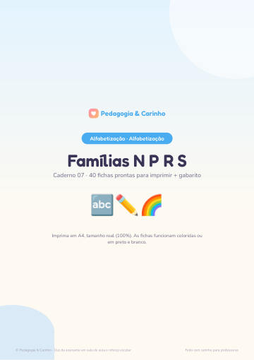 Caderno Famílias N P R S – Alfabetização
