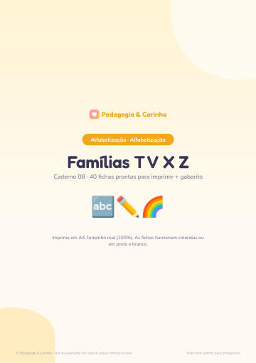 Caderno Famílias T V X Z – Alfabetização